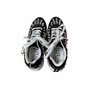 John Richmond Women's Studded Leather Fashion Sneaker Shoes Black Size 36/US 5.5